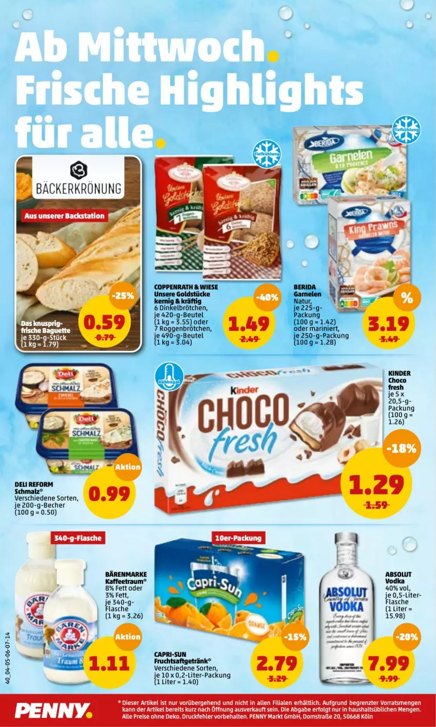 Aktueller Prospekt Penny - Prospekte - von 20.12 bis 25.12.2021 - strona 42 - produkty: bärenmarke, Becher, beutel, brötchen, Cap, coppenrath, deli reform, dinkelbrötchen, eis, flasche, garnelen, Goldstücke, je 250-g-packung, kaffee, LG, malz, natur, reis, roggenbrötchen, Schmalz, Ti, vodka, ZTE