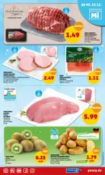 Gazetka promocyjna Penny - Prospekte - Gazetka - ważna od 25.12 do 25.12.2021 - strona 43 - produkty: braten, brustfilet, eis, Elan, filet, fleisch, kartoffel, kartoffeln, kasseler, kiwi, minutensteaks, pute, regal, rollbraten, schinken, schwein, schweine, schweinerücken, speisekartoffeln, steak, steaks, Ti, wein, weine