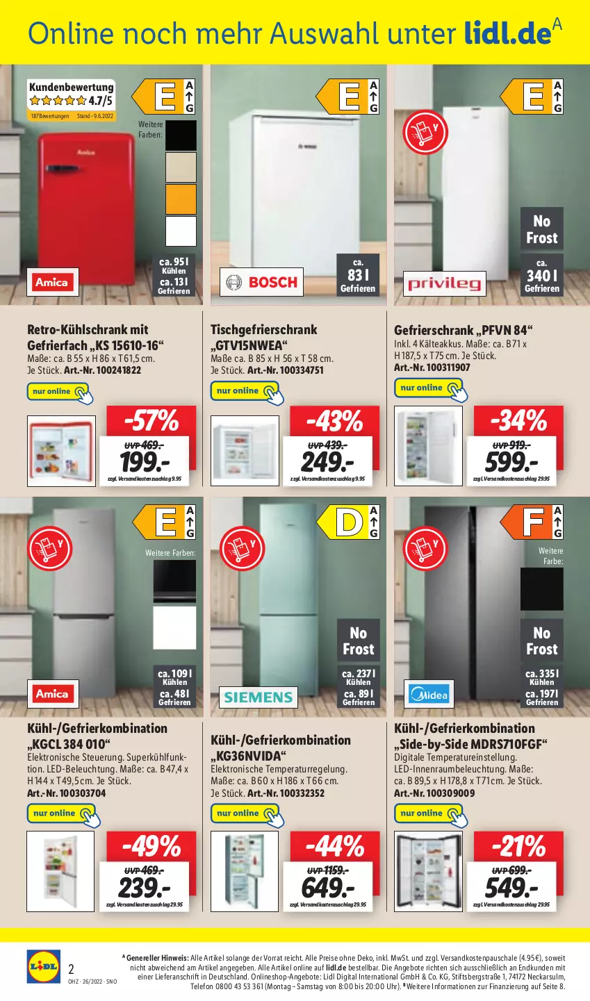 Aktueller Prospekt Lidl - Aktionsprospekt - von 27.06 bis 02.07.2022 - strona 51 - produkty: akku, angebot, angebote, beleuchtung, eis, Elektro, elle, gefrierfach, gefrierkombination, gefrierschrank, kühlschrank, kühlschrank mit, led-beleuchtung, ndk, reis, rel, Schal, Schale, Schrank, telefon, Ti, tisch, uhr