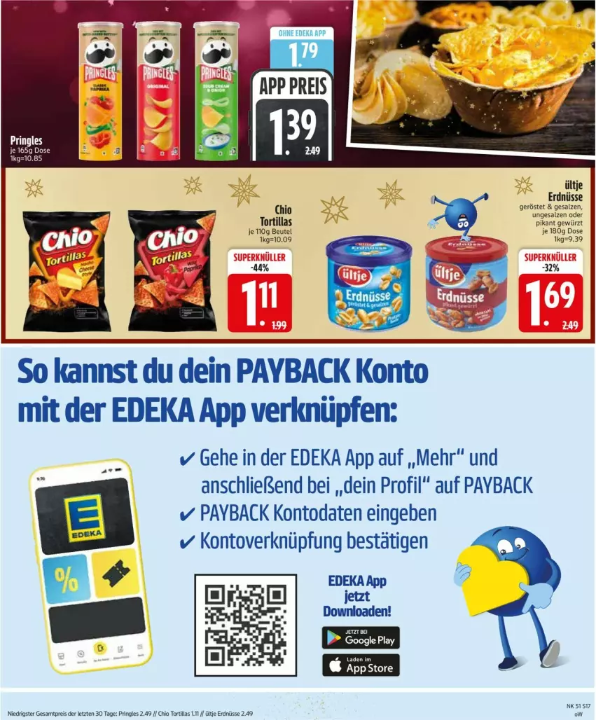 Aktueller Prospekt Edeka - Prospekte - von 15.12 bis 20.12.2025 - strona 19 - produkty: beutel, deka, eis, erdnüsse, payback, pringles, reis, ring, Ti, tortilla, tortillas, ZTE