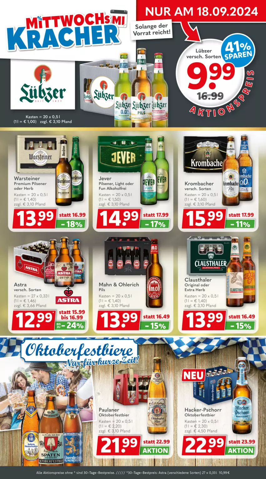 Aktueller Prospekt Getraenkeland - von 16.09 bis 28.09.2024 - strona 2 - produkty: aktionspreis, alkohol, Astra, aust, bestpreis, bestpreise, bier, clausthaler, eis, gin, krombache, krombacher, Paula, paulaner, pils, pilsener, premium pils, reis, steiner, Ti, warsteiner