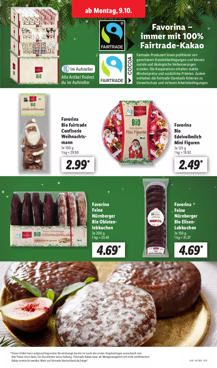 Aktueller Prospekt Lidl - Aktionsprospekt - von 09.10 bis 14.10.2023 - strona 19 - produkty: angebot, Berger, bio, eis, elle, erde, kakao, kuchen, Lebkuchen, milch, nürnberger, Oblaten, reis, teller, Ti, Tiere, vollmilch, ZTE