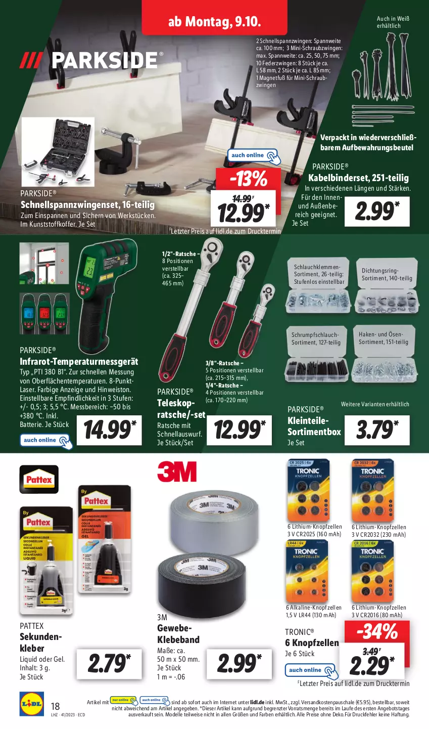 Aktueller Prospekt Lidl - Aktionsprospekt - von 09.10 bis 14.10.2023 - strona 28 - produkty: angebot, batterie, Beba, beutel, dell, eis, elle, ente, Kabelbinderset, kleber, koffer, Mode, ndk, Parkside, pattex, reis, Ria, ring, rum, Schal, Schale, schlauch, Teleskop, Ti, ZTE