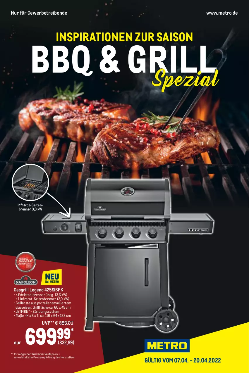 Aktueller Prospekt Metro - BBQ & Grill Spezial - von 07.04 bis 20.04.2022 - strona 1 - produkty: edelstahl, eis, elle, gasgrill, grill, grillfläche, grillrost, Metro, reis, teller, Ti