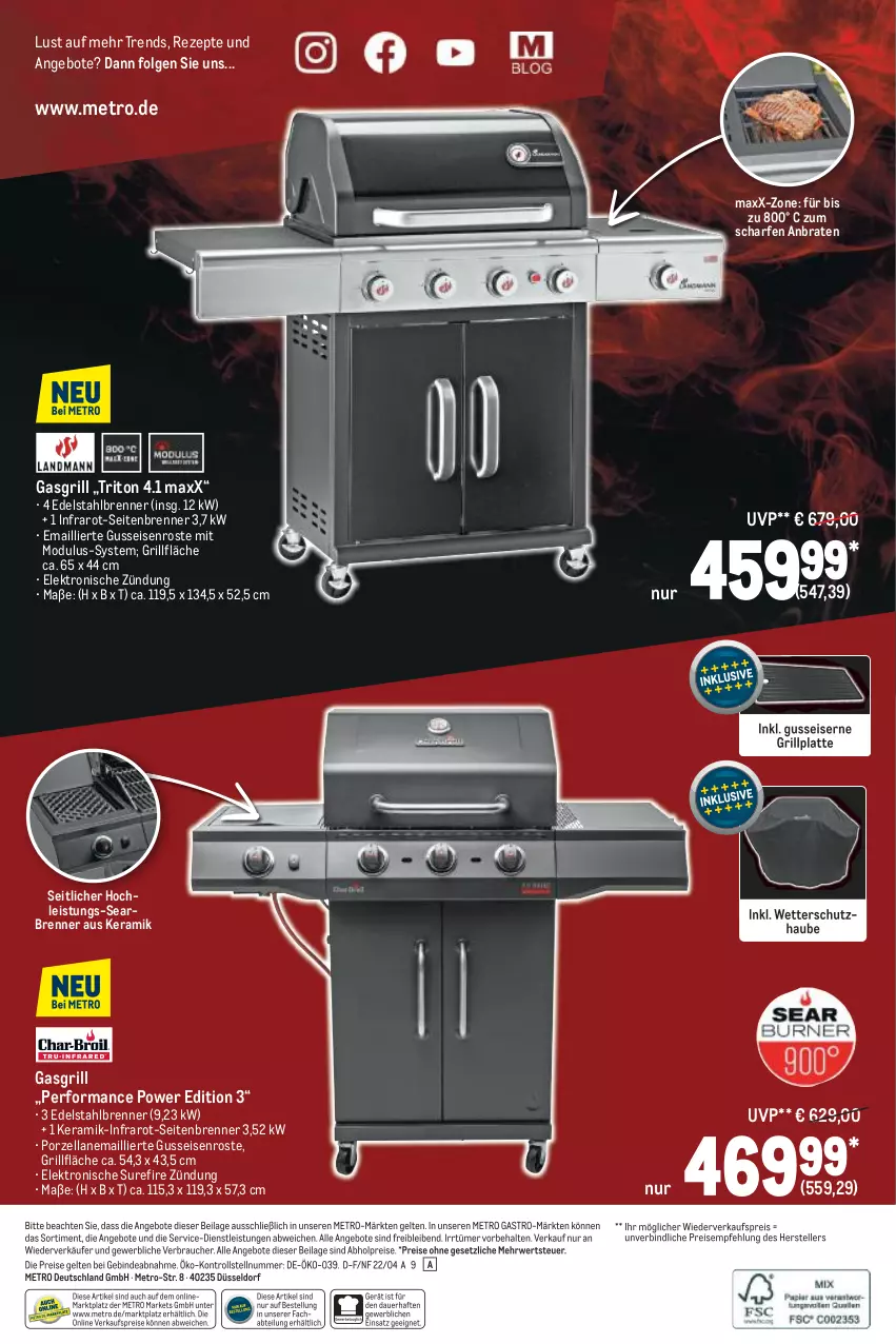 Aktueller Prospekt Metro - BBQ & Grill Spezial - von 07.04 bis 20.04.2022 - strona 20 - produkty: abholpreise, Abtei, angebot, angebote, auer, braten, edelstahl, eis, Elektro, elle, gasgrill, grill, grillfläche, grillplatte, ilag, latte, LG, Metro, metro gastro, Rauch, reis, rezept, rezepte, rwe, teller, Ti