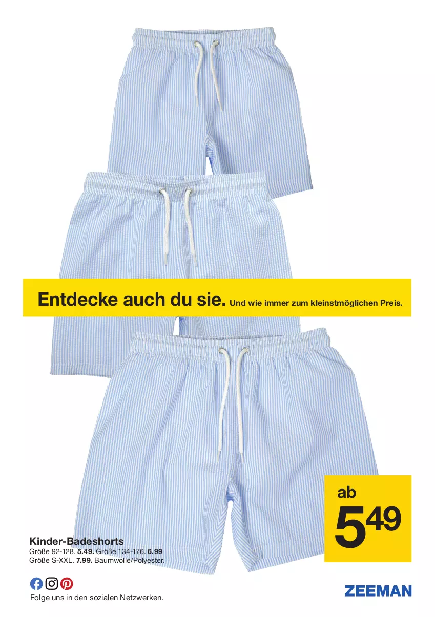 Aktueller Prospekt Zeeman - Prospekte - von 27.04 bis 03.05.2024 - strona 15 - produkty: Bad, badeshorts, Bau, baumwolle, decke, eis, Kinder, LG, reis, shorts, wolle