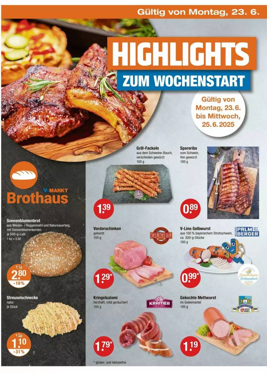 Aktueller Prospekt Vmarkt - Prospekte - von 20.06 bis 25.06.2025 - strona 18 - produkty: auer, Bau, gelee, gewürz, grill, grill-fackeln, Mantel, mehl, Mett, mettwurst, natur, ring, salami, schinken, schwein, schweine, schweine-bauch, spareribs, Ti, wein, weine, wurst