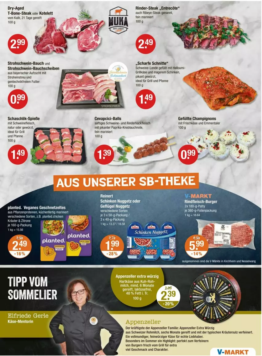 Aktueller Prospekt Vmarkt - Prospekte - von 20.06 bis 25.06.2025 - strona 3 - produkty: appenzeller, ball, Bau, bauchscheiben, burger, cevapcici, champignon, champignons, eis, elle, emmentaler, ente, fleisch, frischkäse, für grill und pfanne, geschnetzeltes, gewürz, grill, grill und pfanne, Grillkäse, hackfleisch, Halloumi, ideal für grill, ideal für grill und pfanne, Käse, knoblauch, kotelett, kräuter, küche, Küchen, mac, milch, natur, paprika, pfanne, pflanze, pflanzen, reinert, rind, rinder, rinderhackfleisch, saft, schinken, schwein, schweine, schweinefleisch, steak, Ti, und pfanne, wein, weine, Zelt, zitrone