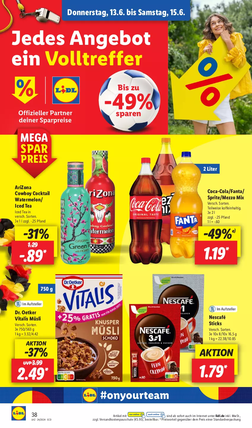 Aktueller Prospekt Lidl - Aktionsprospekt - von 10.06 bis 15.06.2024 - strona 52 - produkty: angebot, coca-cola, cocktail, cola, Dr. Oetker, eis, elle, fanta, Mezzo Mix, müsli, ndk, Nescafé, preisvorteil, reis, Schal, Schale, sprite, teller, Ti, vita, vitalis, vitalis müsli, Yo