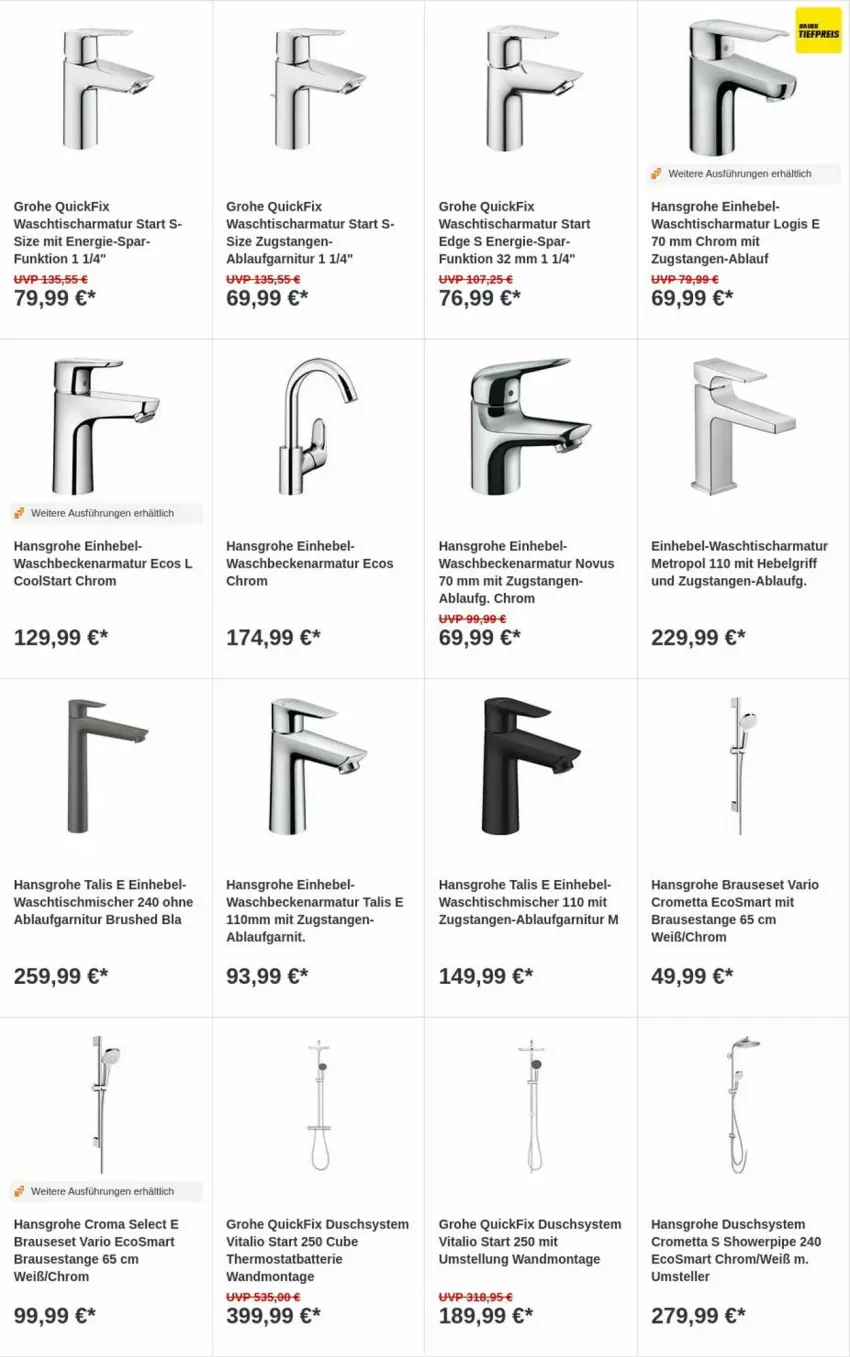 Aktueller Prospekt Obi - Prospekte - von 03.10 bis 11.10.2023 - strona 10 - produkty: armatur, batterie, brause, elle, garnitur, grohe, hansgrohe, LG, Metro, Mett, teller, thermostat, Ti, tisch, vita, waschbecken, waschtisch, waschtischarmatur