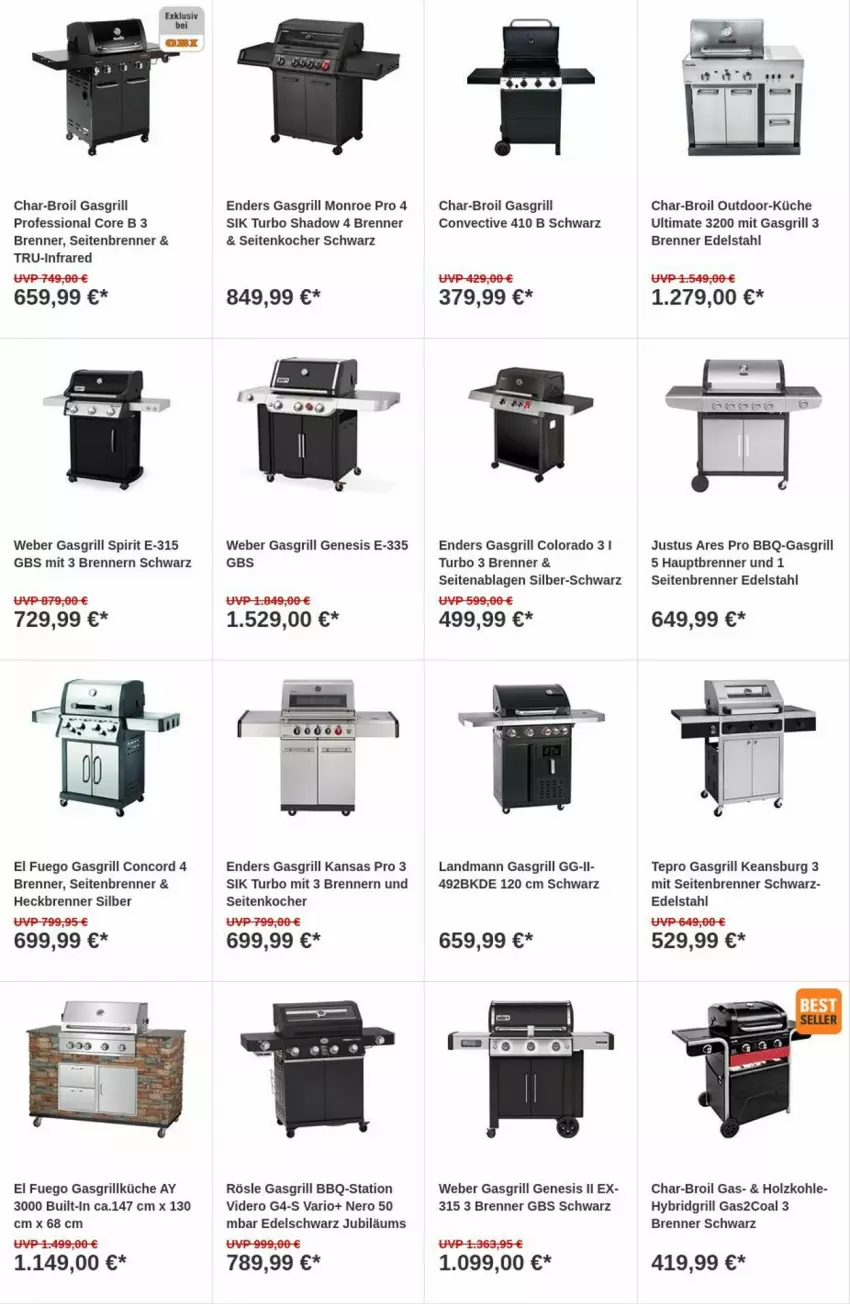 Aktueller Prospekt Obi - Prospekte - von 03.10 bis 11.10.2023 - strona 3 - produkty: char-broil, edelstahl, enders, gasgrill, grill, Holz, holzkohle, Jubiläums, Kocher, küche, nero, rösle, tepro, Ti, weber