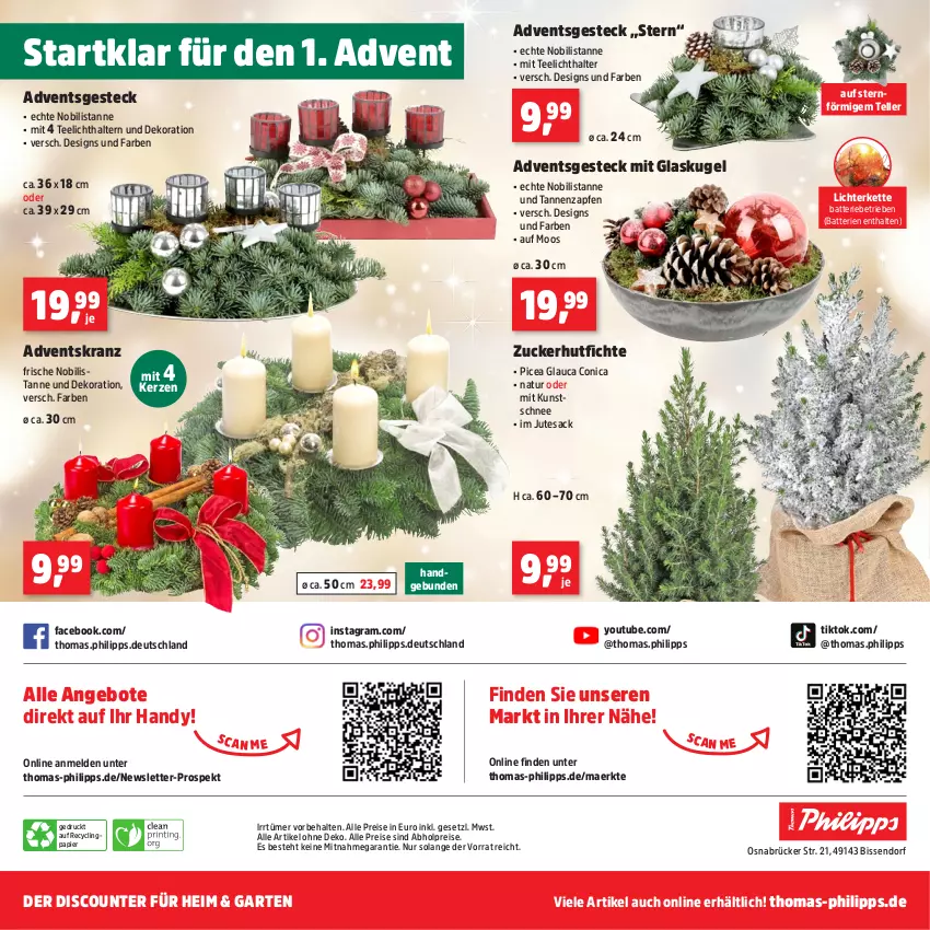 Aktueller Prospekt Thomas Philipps - von 18.11 bis 23.11.2024 - strona 20 - produkty: abholpreise, Adventskranz, alle preise sind abholpreise, angebot, angebote, batterie, batterien, Clin, dekoration, discount, eis, elle, Garten, Glaskugel, Handy, kerze, Kette, Kranz, Kugel, lichterkette, natur, papier, reis, sac, tee, Teelicht, teelichthalter, teller, tesa, Ti, Yo, zucker