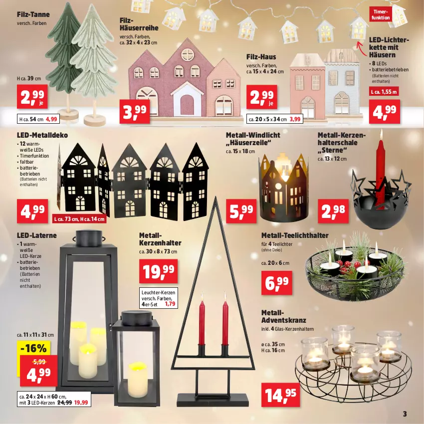 Aktueller Prospekt Thomas Philipps - von 18.11 bis 23.11.2024 - strona 3 - produkty: Adventskranz, batterie, batterien, kerze, Kerzenhalter, Kette, Kranz, laterne, LED-Kerze, led-licht, leds, Leuchte, lichterkette, Schal, Schale, tee, Teelicht, teelichte, teelichthalter, Ti, timer, windlicht