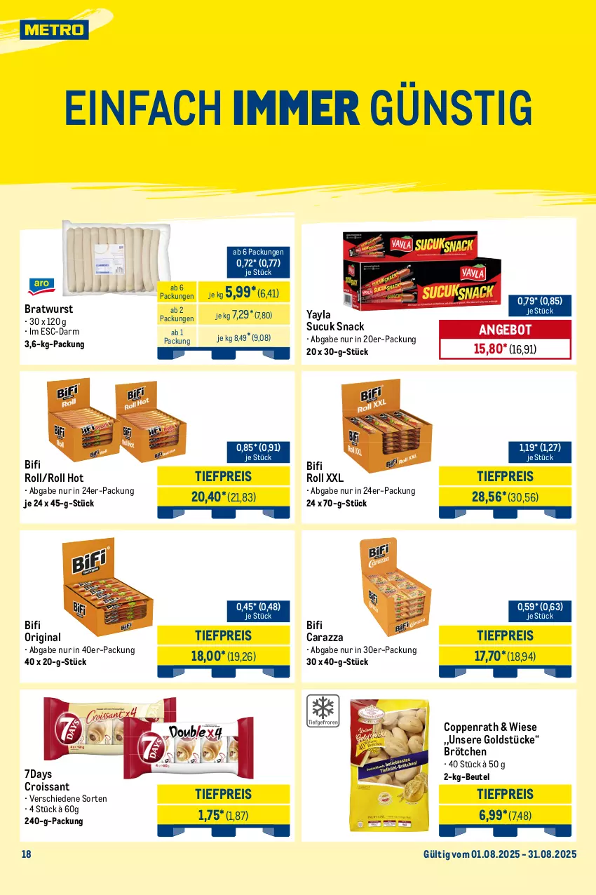Aktueller Prospekt Metro - Monats-Mix - von 01.08 bis 31.08.2025 - strona 18 - produkty: angebot, auto, Bau, beleuchtung, beutel, bifi, bratwurst, brötchen, Cap, cin, coppenrath, creme, Croissant, eis, eiscreme, elle, erde, gin, Goldstücke, kaffee, kaffeevollautomat, korb, Metro, reis, rum, snack, Sucuk, tasse, Ti, tiefpreis, tisch, vitrine, wasser, wassertank, wurst, ZTE