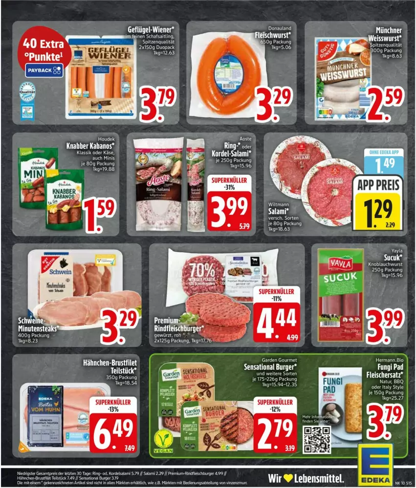 Aktueller Prospekt Edeka - Prospekte - von 02.03 bis 07.03.2026 - strona 15 - produkty: burger, eis, fleisch, garden gourmet, Käse, reis, rind, ring, salami, spitzenqualität, Sucuk, tee, Ti, wiltmann, wurst, ZTE