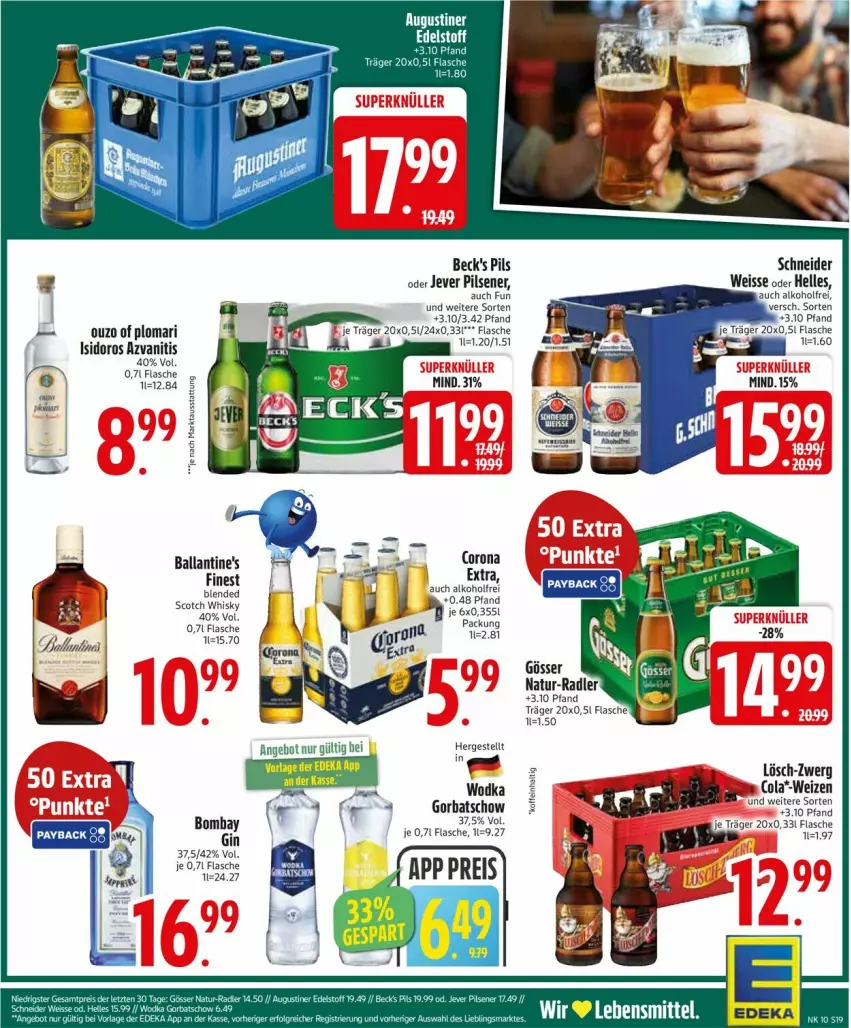 Aktueller Prospekt Edeka - Prospekte - von 02.03 bis 07.03.2026 - strona 19 - produkty: alkohol, ball, Ballantine's, beck's, cola, corona, deka, flasche, gin, Gorbatschow, jever, jever pilsener, ouzo, pils, pilsener, scotch, scotch whisky, Ti, whisky, wodka