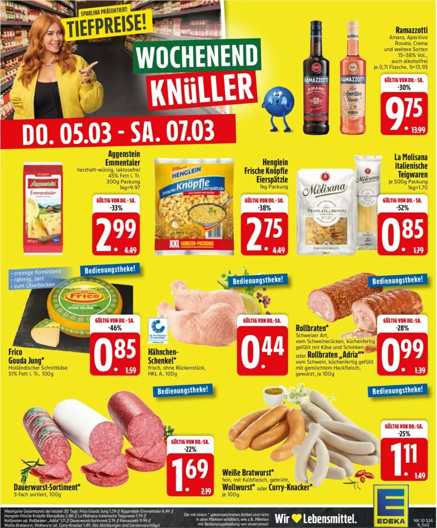 Aktueller Prospekt Edeka - Prospekte - von 02.03 bis 07.03.2026 - strona 24 - produkty: alkohol, amaro, aperitivo rosato, auer, braten, bratwurst, curry, eier, eierspätzle, eis, emmentaler, flasche, fleisch, frico, gewürz, gouda, gouda jung, hackfleisch, henglein, henkel, holländischer schnittkäse, isana, Kalbfleisch, Käse, knacker, küche, Küchen, LG, mac, mit kalbfleisch, rama, ramazzott, ramazzotti, Ria, rollbraten, rosato, sana, schenkel, schinken, schnittkäse, schwein, schweine, schweinerücken, teigwaren, Ti, wein, weine, wurst, zott