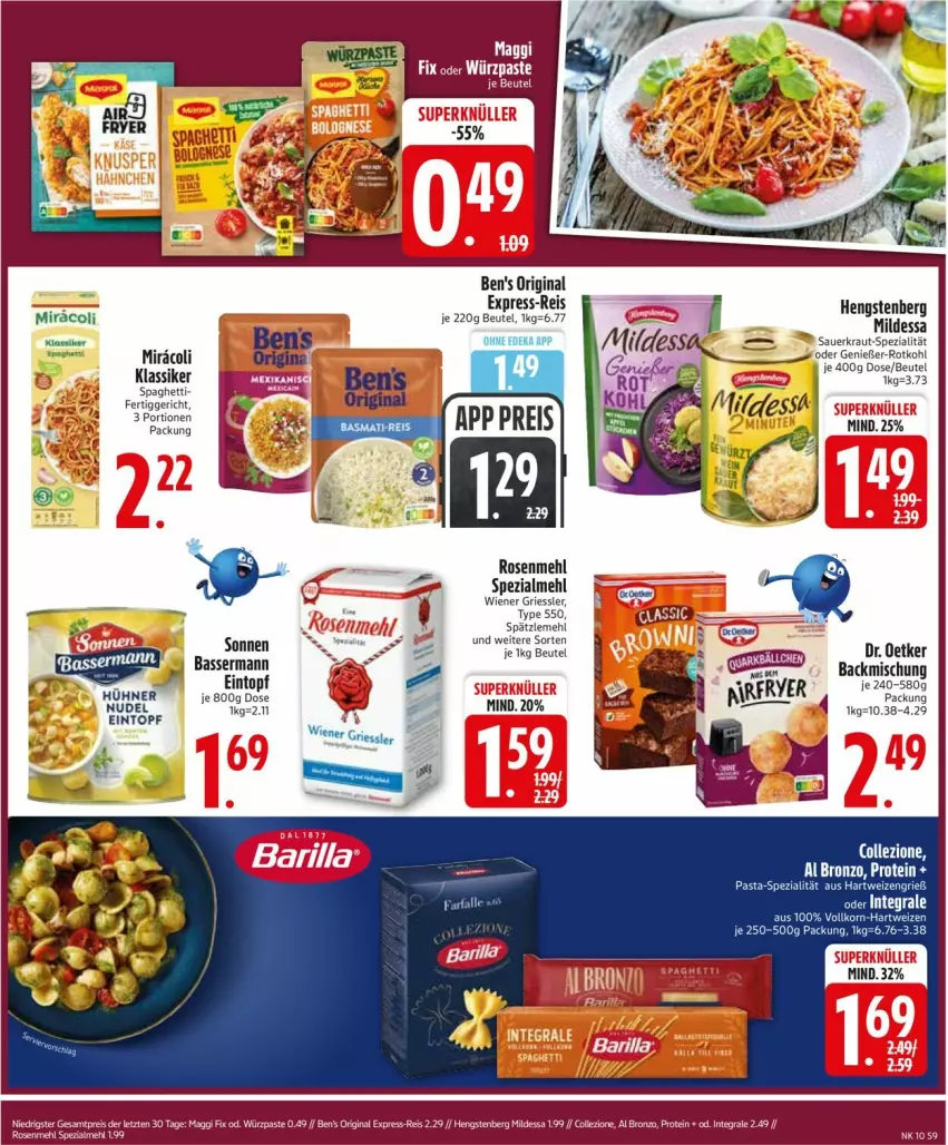 Aktueller Prospekt Edeka - Prospekte - von 02.03 bis 07.03.2026 - strona 9 - produkty: auer, backmischung, barilla, bett, beutel, bolognese, Dr. Oetker, eis, express-reis, fertiggericht, gin, hartweizen, hengstenberg, Kraut, maggi, maggi fix, mehl, pasta, reis, rosen, Rosenmehl, Sauerkraut, spaghetti, Spätzlemehl, Spezi, Ti, wiener, ZTE