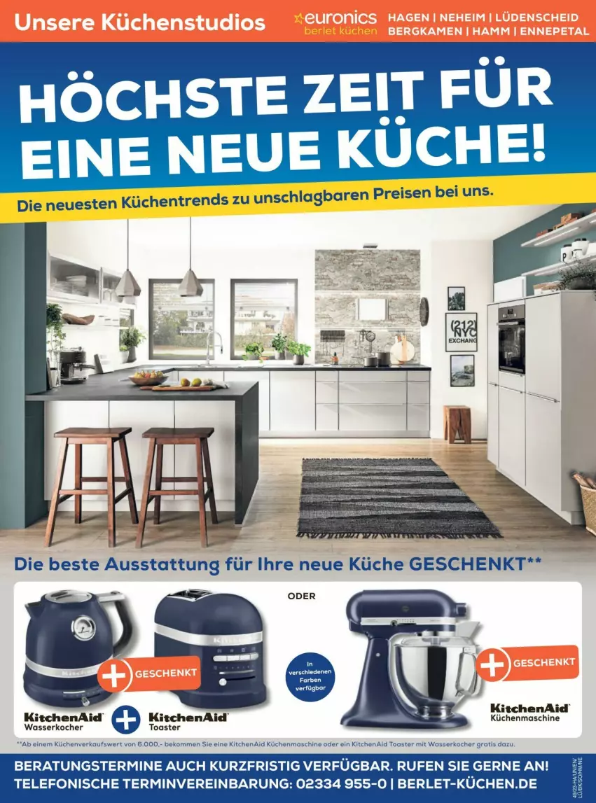 Aktueller Prospekt Euronics - Prospekte - von 04.12 bis 09.12.2023 - strona 8 - produkty: KitchenAid, Kocher, küche, Küchen, küchenmaschine, telefon, Ti, toast, toaster, wasser, wasserkocher