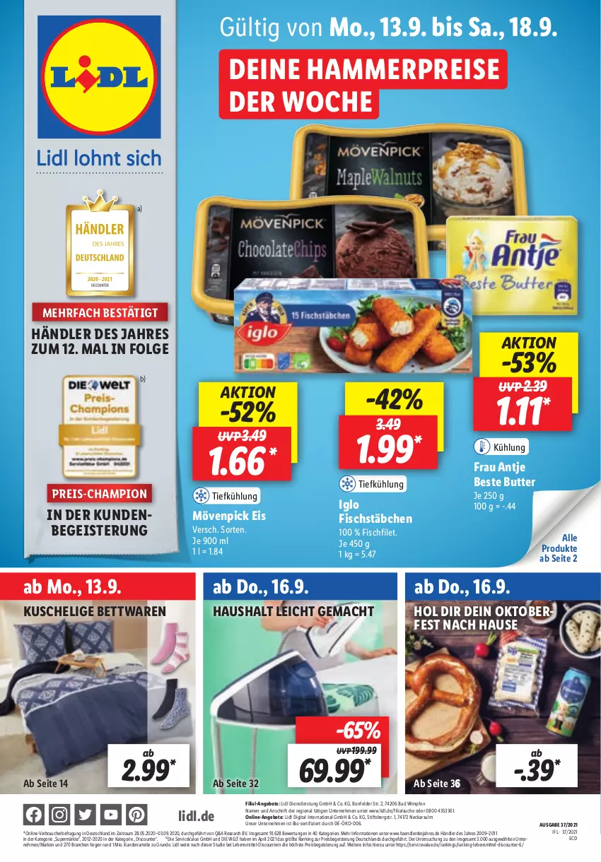 Aktueller Prospekt Lidl - Aktionsprospekt - von 13.09 bis 18.09.2021 - strona 1