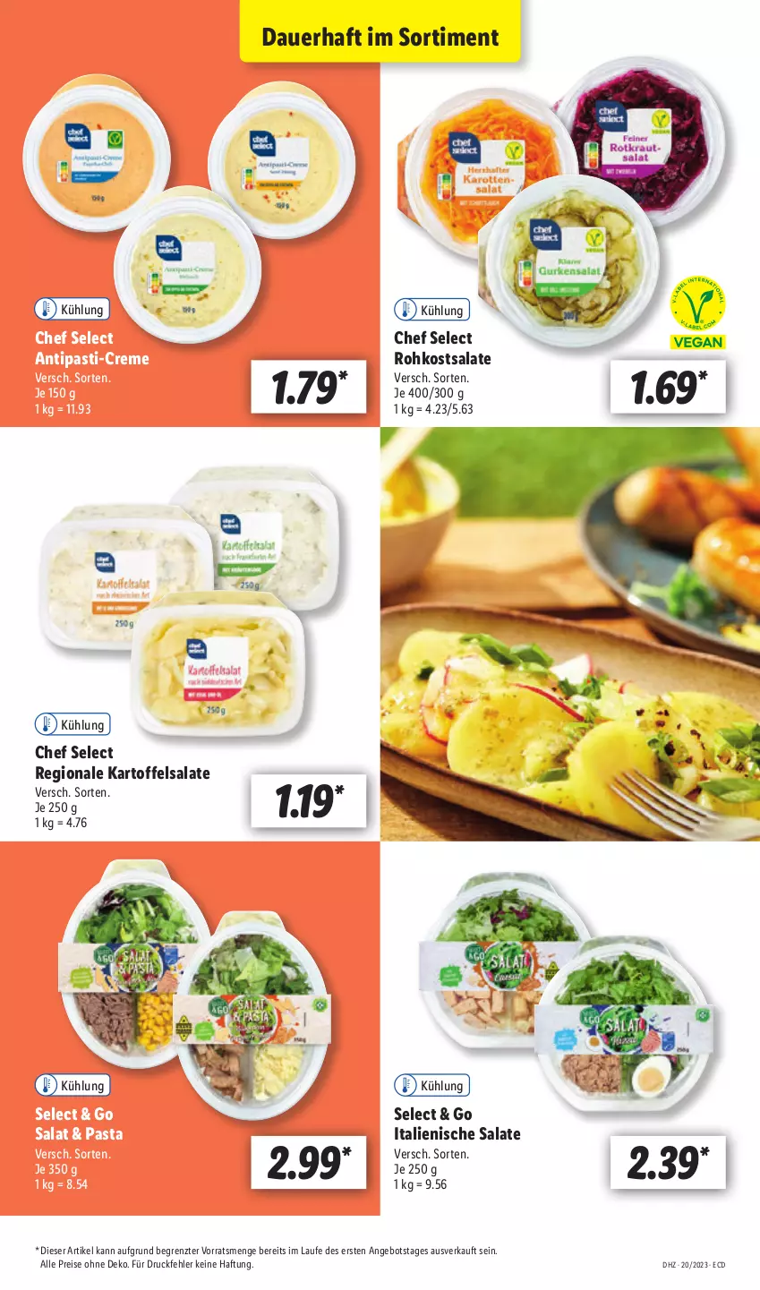 Aktueller Prospekt Lidl - Aktionsprospekt - von 15.05 bis 20.05.2023 - strona 15 - produkty: angebot, antipasti, asti, auer, creme, eis, kartoffel, kartoffelsalat, pasta, reis, salat, salate, Ti, ZTE