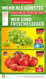 Gazetka promocyjna Lidl - Aktionsprospekt - Gazetka - ważna od 20.05 do 20.05.2023 - strona 16 - produkty: angebot, discount, eis, elle, ente, frucht, magazin, obst, Obst und Gemüse, Rauch, reis, strauchtomaten, Ti, tomate, tomaten, trauben, und gemüse