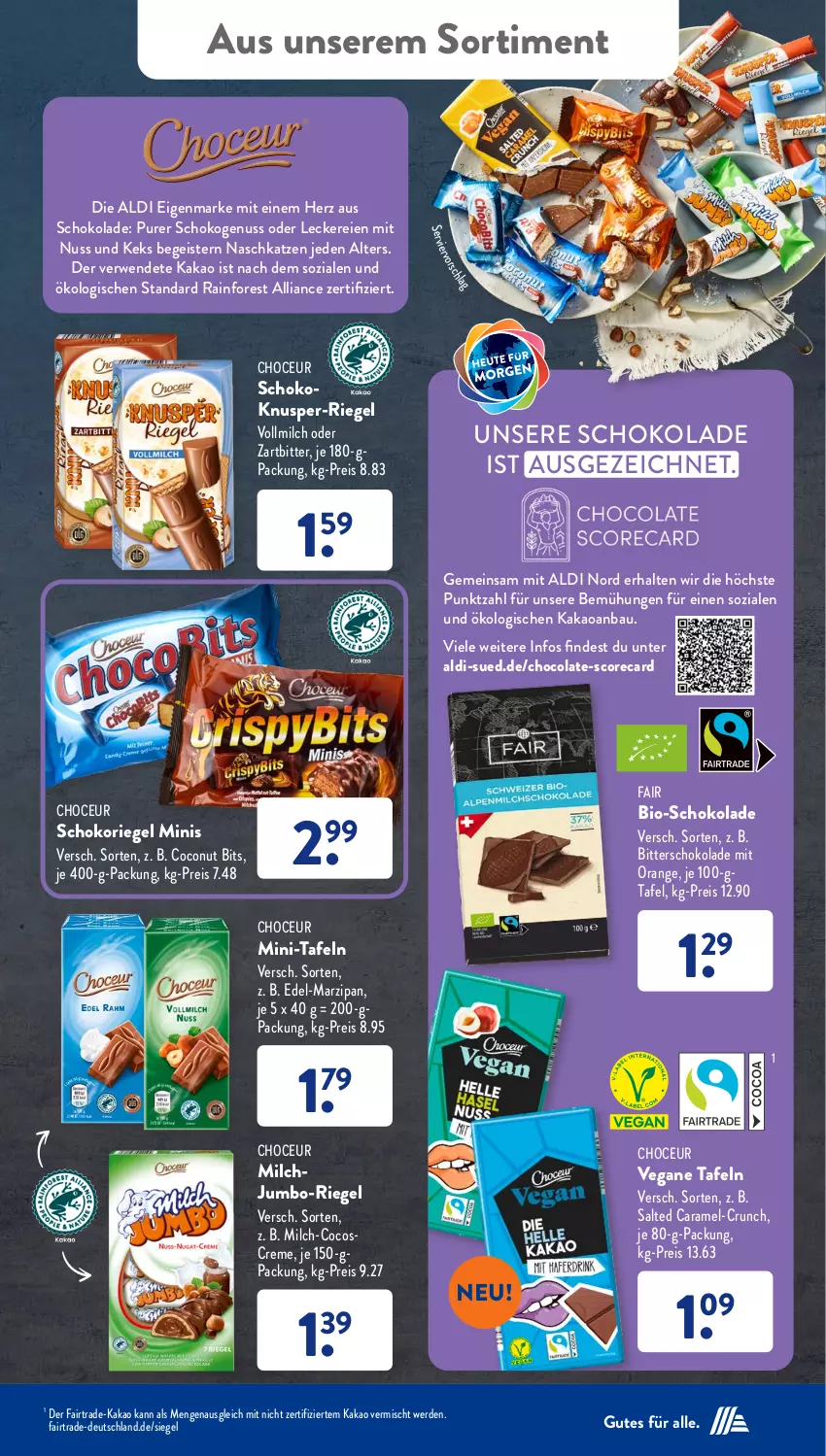 Aktueller Prospekt AldiSud - NÄCHSTE WOCHE - von 12.06 bis 17.06.2023 - strona 38 - produkty: aldi, Bau, bio, caramel, coconut, cocos, cola, creme, eis, erde, jumbo, kakao, keks, marzipan, milch, nuss, orange, reis, riegel, rwe, schoko, schokolade, schokoriegel, Ti, vollmilch