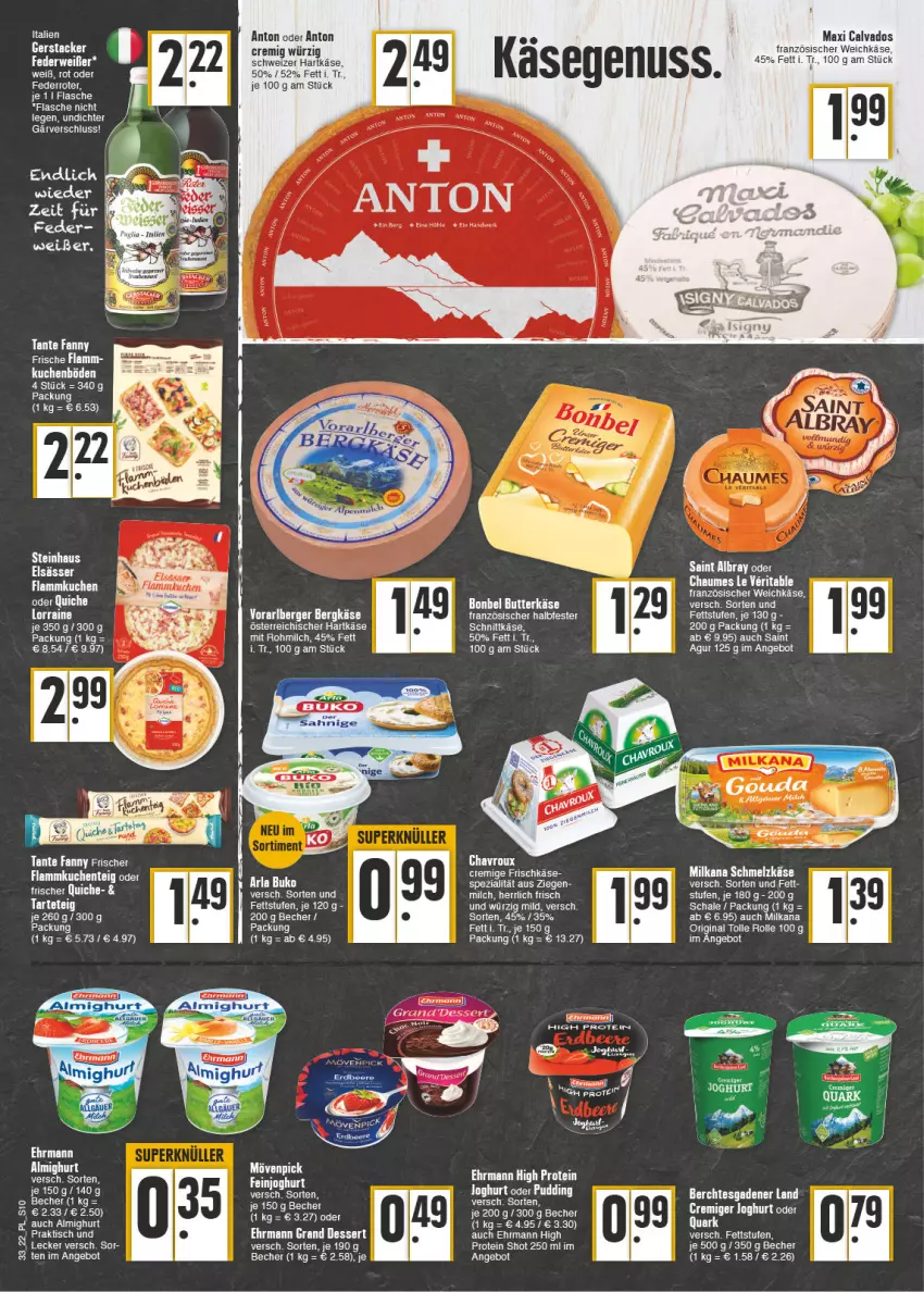 Aktueller Prospekt E Center - Angebote der Woche - von 15.08 bis 20.08.2022 - strona 10 - produkty: aeg, almighur, almighurt, angebot, arla, arla buko, Becher, Berger, Bergkäse, bonbel, Buko, butter, butterkäse, chavroux, dessert, ehrmann, Ehrmann Grand Dessert, eis, französischer weichkäse, frischkäse, gin, hartkäse, joghur, joghurt, Käse, kuchen, lamm, milch, milka, milkana, quark, Quiche, Schal, Schale, schweizer hartkäse, steinhaus, tante fanny, tee, Ti, tisch, weichkäse