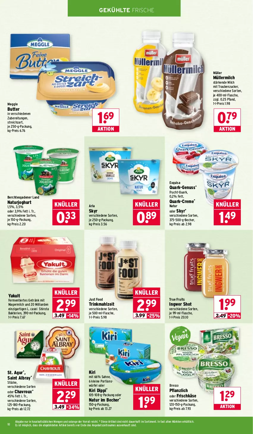 Aktueller Prospekt Wasgau - von 19.01 bis 24.01.2026 - strona 10 - produkty: albray, angebot, arla, arla skyr, auer, Becher, bresso, butter, chavroux, creme, dip, eis, exquisa, flasche, frischkäse, frucht, Germ, getränk, ingwer, je 250-g-packung, je 500-ml-flasche, joghur, joghurt, Käse, kiri, leine, meggle, milch, Müller, müllermilch, natur, naturjoghurt, nuss, quark, reis, sahne, saint albray, Skyr, Streichzart, Ti, trauben, true fruits, würfel, zucker