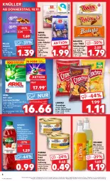 Gazetka promocyjna Kaufland - Prospekt - Gazetka - ważna od 16.10 do 16.10.2024 - strona 4 - produkty: Alwa, angebot, ariel, balisto, beutel, chips, colorwaschmittel, crunchips, eis, frucht, fruchtsaft, gourmet gold, granini, granini die limo, katzennahrung, kuchen, Lebkuchen, limo, lorenz, lorenz crunchips, milch, milka, mineralwasser, nassfutter, oder twix, Pods, purina, riegel, saft, schoko, schokoriegel, Ti, twix, vollmilch, volvic, waschmittel, wasser, ZTE