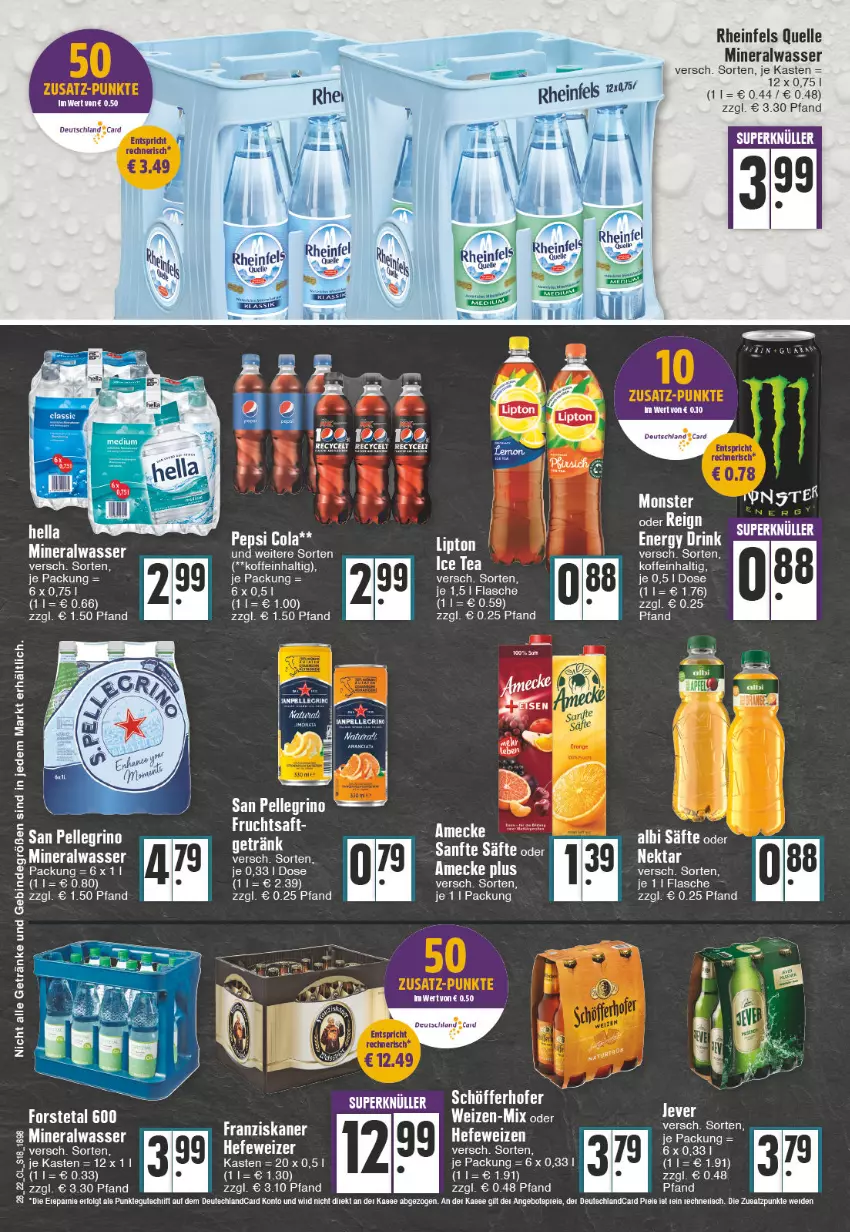 Aktueller Prospekt Edeka - Angebote der Woche - von 11.07 bis 16.07.2022 - strona 18 - produkty: ACC, Alwa, bett, eier, elle, ente, flasche, Forstetal, franziskaner, getränk, getränke, Hefe, hefeweizen, hella, mineralwasser, monster, Nektar, rheinfels quelle, säfte, tee, Ti, wasser