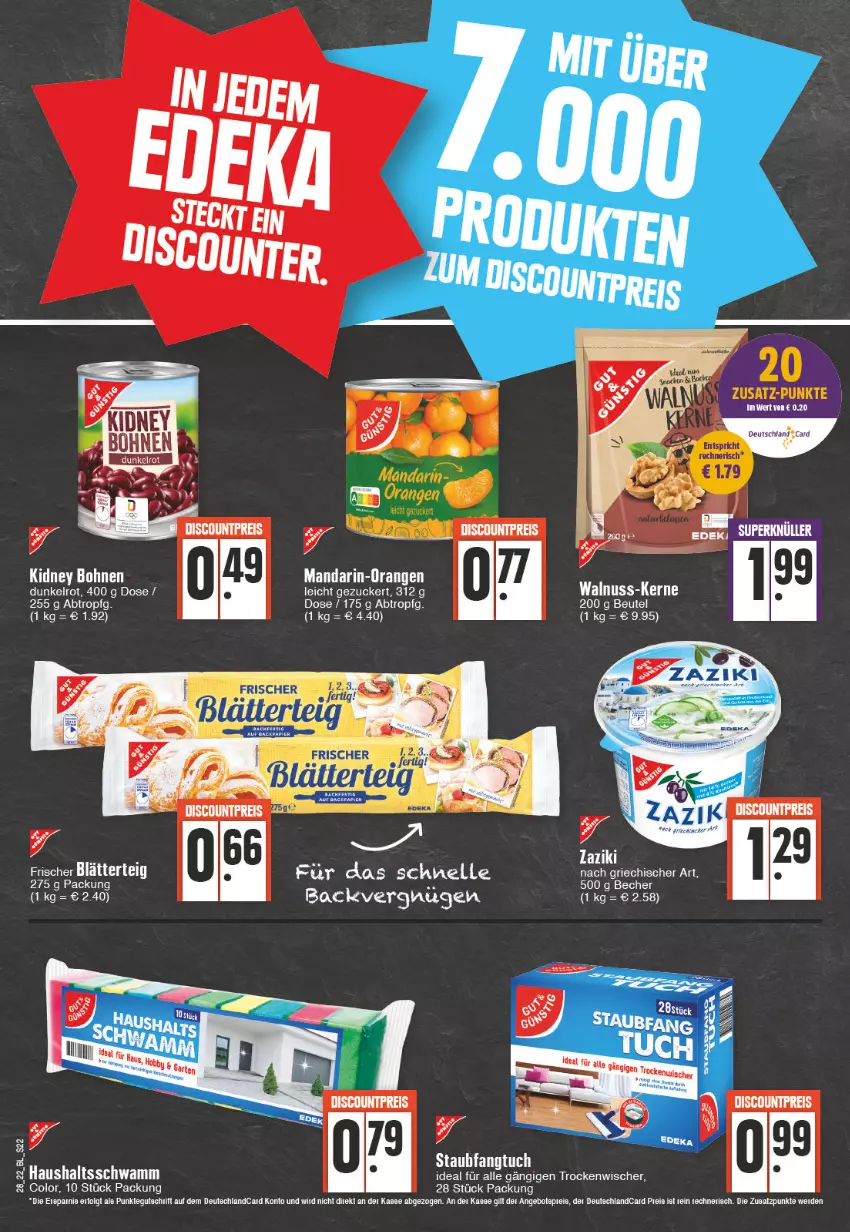 Aktueller Prospekt Edeka - Angebote der Woche - von 11.07 bis 16.07.2022 - strona 22 - produkty: angebot, angebote, Becher, beutel, blätterteig, bohne, bohnen, deutschlandcard, discount, eis, kidney, kidney bohnen, mandarin-orangen, nuss, orange, orangen, reis, schwamm, tee, tuc, walnuss, zucker