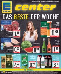 Gazetka promocyjna E Center - Angebote der Woche - Gazetka - ważna od 02.09 do 02.09.2023 - strona 1 - produkty: Alwa, angebot, angebote, beutel, bohne, bohnen, braten, deka, ecco, eis, elle, erde, flasche, fleisch, frizzante, gulasch, hartweizen, jacobs, jacobs krönung, jungbullen, kaffee, korn, lebensmittel, leberkäs, LG, löslicher kaffee, mac, melone, milch, mineralwasser, natur, pasta, reis, rel, rouladen, Schal, Schale, super-knüller, Ti, vescovino, wasser, wassermelone, ZTE