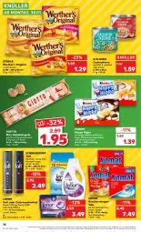 Gazetka promocyjna Kaufland - Gazetka - ważna od 01.02 do 01.02.2023 - strona 38 - produkty: angebot, arla, beutel, Cashew, cashewkerne, colorwaschmittel, creme, geschirr, gin, giotto, Haarlack, haselnuss, Haselnusscreme, hipp, kakao, Kinder, Kugel, lack, lenor, milch, nuss, oder schaumfestiger, Pods, reiniger, salz, schaumfestiger, schwarzkop, schwarzkopf, somat, storck, Taft, Ti, waffeln, waschmittel, werther's, ZTE