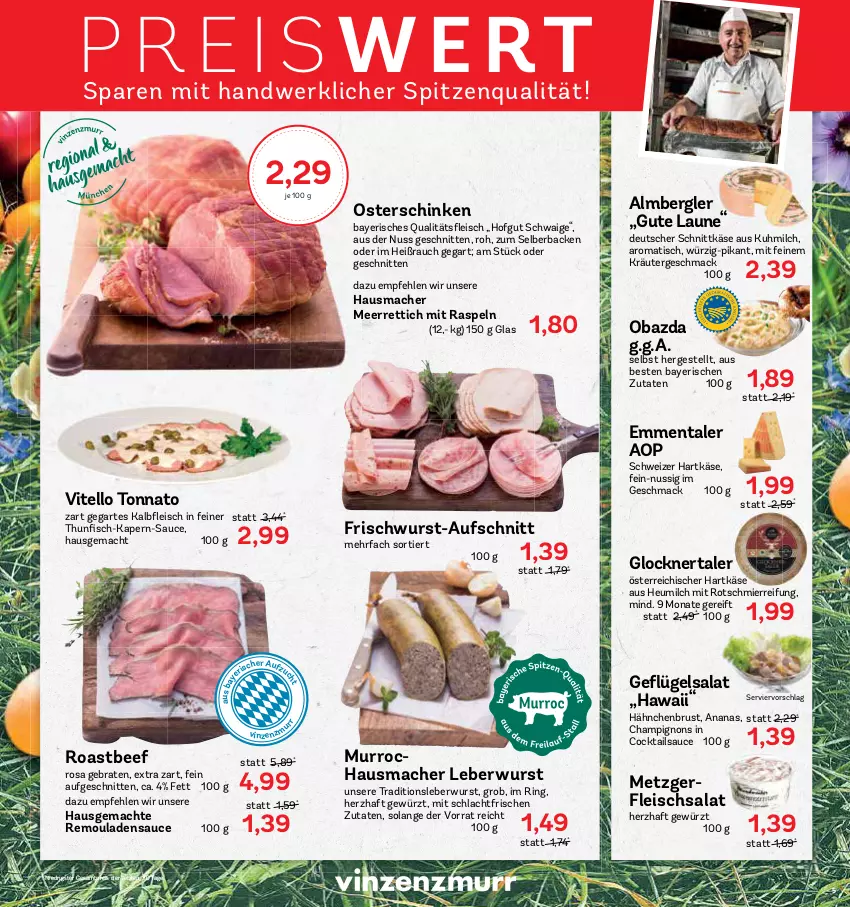 Aktueller Prospekt Aez - Prospekte - von 27.03 bis 01.04.2023 - strona 5 - produkty: ananas, aufschnitt, beef, braten, champignon, champignons, cocktail, cocktails, deutscher schnittkäse, eis, emmentaler, fleisch, fleischsalat, frischwurst-aufschnitt, gewürz, hähnchenbrust, hartkäse, Hausmacher, Heu, heumilch, hofgut, Käse, kräuter, leberwurst, mac, meerrettich, milch, nuss, obazda, Rauch, reis, remoulade, Rettich, ring, roastbeef, salat, sauce, schinken, schnitten, schnittkäse, schweizer hartkäse, spitzenqualität, Ti, tisch, Vitello Tonnato, wurst, ZTE