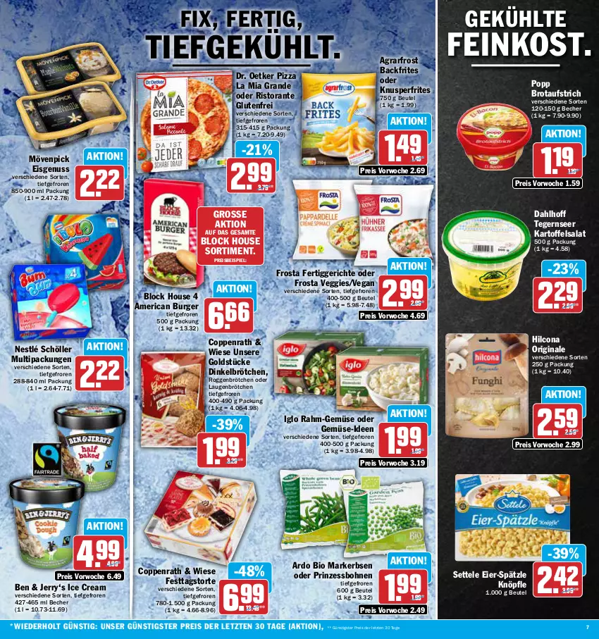 Aktueller Prospekt Aez - Prospekte - von 27.03 bis 01.04.2023 - strona 7 - produkty: agrarfrost, aufstrich, Becher, beutel, bio, bohne, bohnen, brot, brotaufstrich, brötchen, burger, coppenrath, dinkelbrötchen, Dr. Oetker, eier, eis, erbsen, feinkost, fertiggericht, fertiggerichte, frosta, gin, Goldstücke, hilcona, iglo, kartoffel, kartoffelsalat, mövenpick, mövenpick eis, nestlé, nestlé schöller, nuss, pizza, Popp, prinzessbohnen, rahm-gemüse, reis, ristorante, roggenbrötchen, salat, Schöller, settele, Tegernseer, Ti, torte, veggie, ZTE