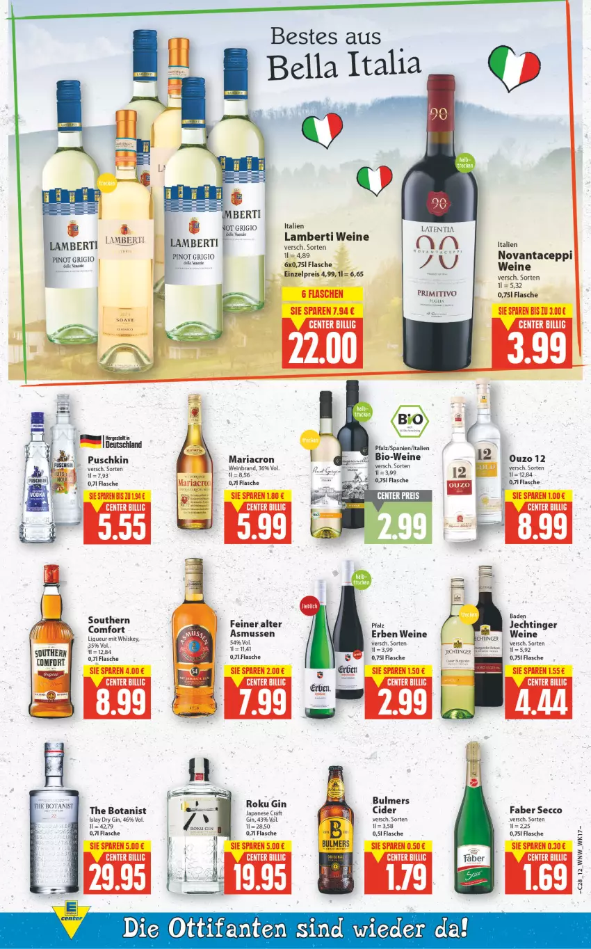 Aktueller Prospekt E Center - Angebote der Woche - von 11.07 bis 16.07.2022 - strona 11 - produkty: Amber, Bad, bio, Bio-Wein, cider, dry gin, ecco, eis, ente, flasche, gin, mariacron, ouzo, Pinot, pinot grigio, primitivo, reis, Ria, Ti, wein, weinbrand, weine