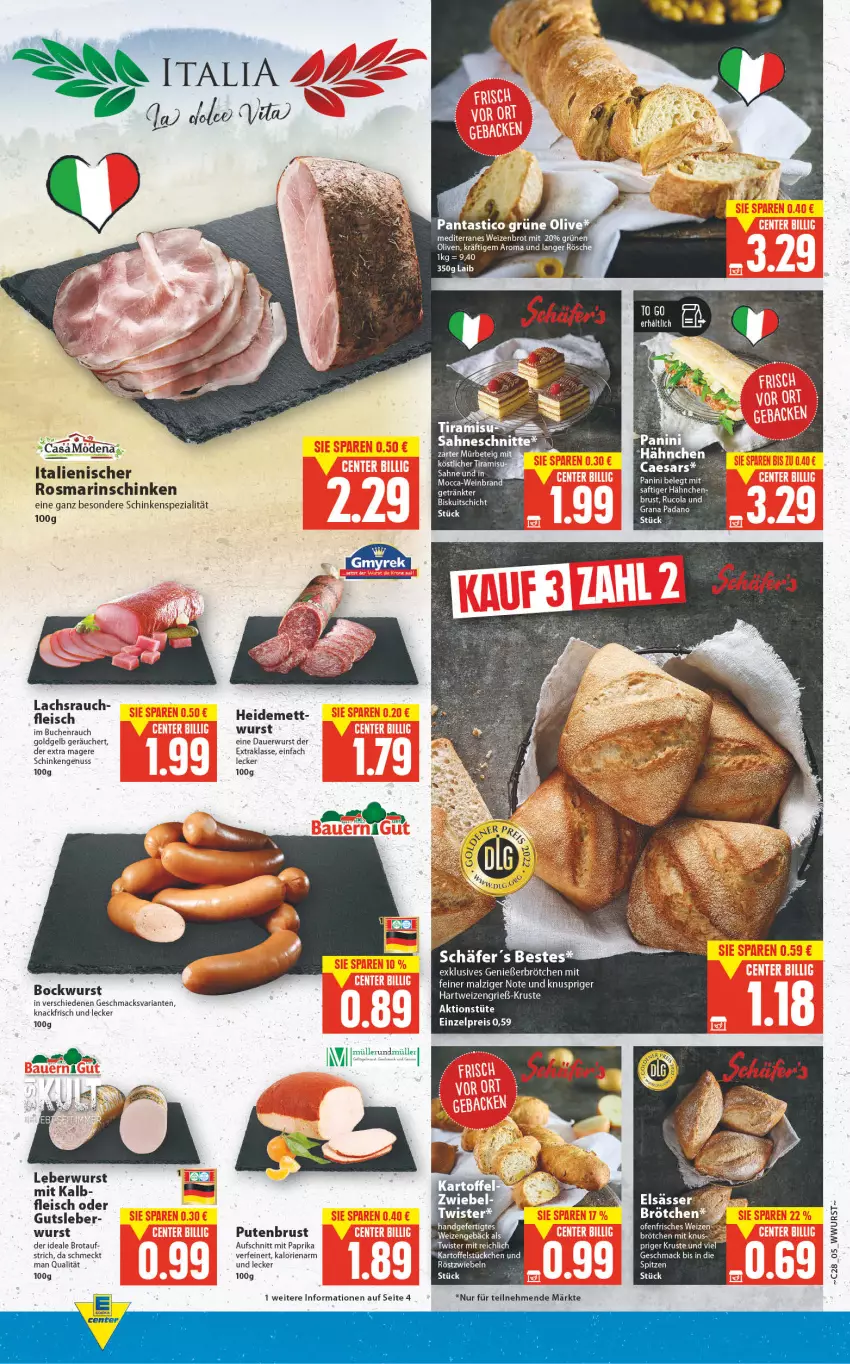 Aktueller Prospekt E Center - Angebote der Woche - von 11.07 bis 16.07.2022 - strona 5 - produkty: asti, auer, aufschnitt, bockwurst, brot, brötchen, buch, cola, eis, fleisch, hartweizen, kartoffel, lachs, leberwurst, mac, malz, Mett, mit paprika, Müller, nuss, olive, paprika, pute, putenbrust, Rana, Rauch, reis, Ria, rosmarin, röstzwiebeln, rucola, schinken, Spezi, Ti, Tüte, wein, weinbrand, Weizenbrot, wurst, zwiebel, zwiebeln