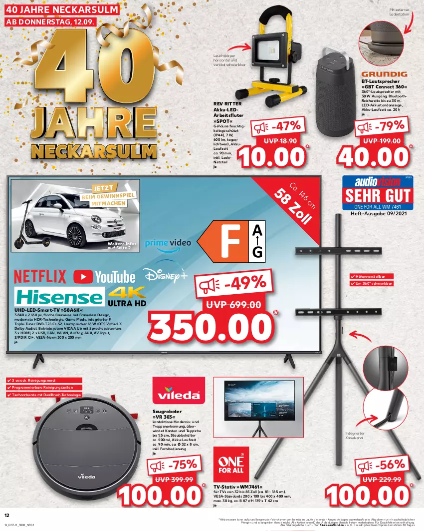 Aktueller Prospekt Kaufland - Extra-Angebote - von 12.09 bis 18.09.2024 - strona 12 - produkty: akku, angebot, angebote, Bau, Behälter, bürste, dvb, DVB-T, eis, ente, fernbedienung, gewinnspiel, HDMI, lautsprecher, mac, Mode, Reinigung, reis, ritter, Saugroboter, teppich, teppiche, Ti, tuner, uhd, usb, ZTE