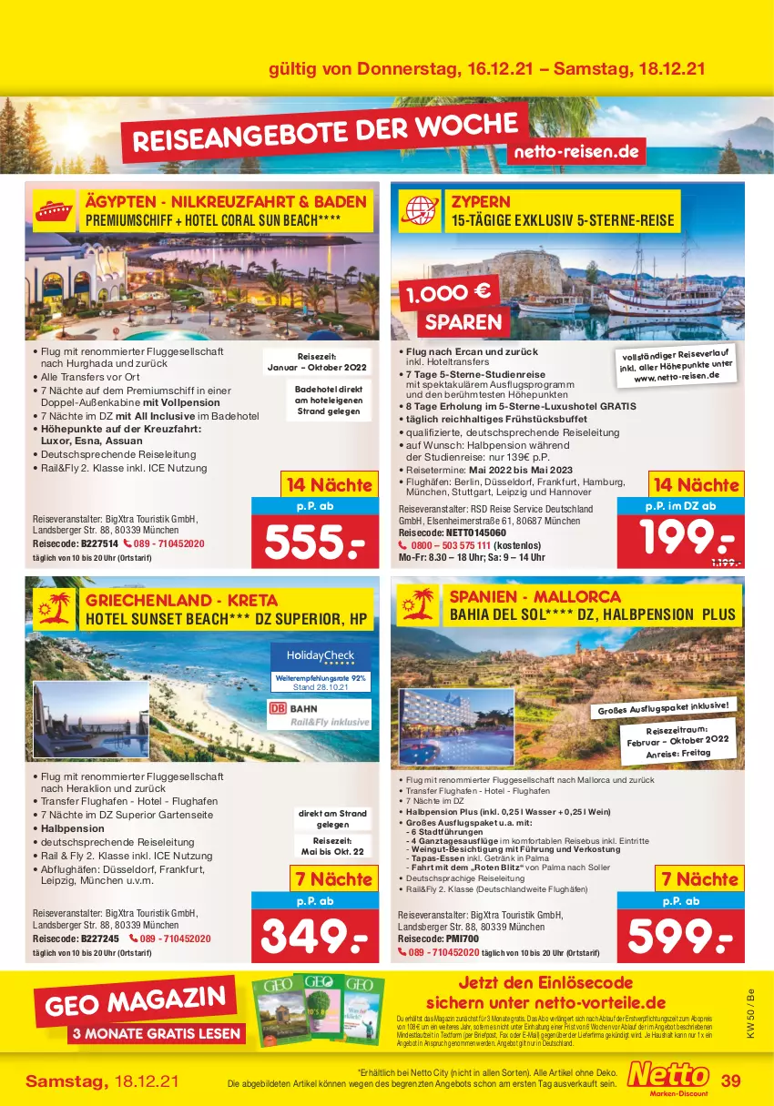 Aktueller Prospekt Netto Marken-Discount - Filial Angebote - von 13.12 bis 18.12.2021 - strona 39 - produkty: angebot, angebote, Bad, Berger, brie, Coral, deutschsprachige reiseleitung, eimer, eis, erde, Garten, getränk, HP, lion, magazin, reis, reiseveranstalter, Tapas, Ti, uhr, wasser, wein, ZTE