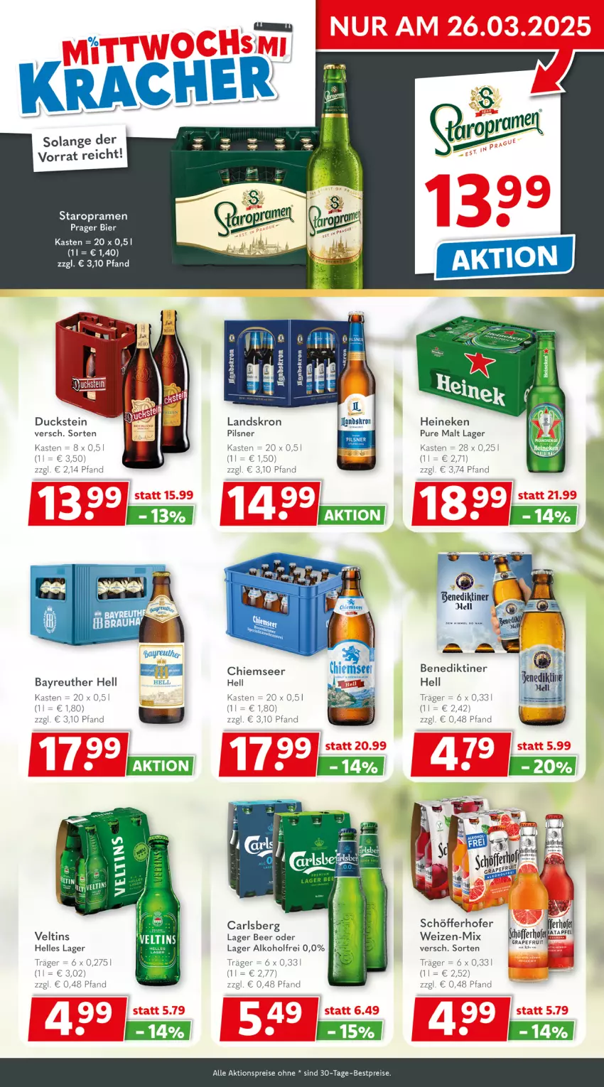 Aktueller Prospekt Getraenkeland - von 17.03 bis 29.03.2025 - strona 3 - produkty: aktionspreis, alkohol, Bau, Benediktiner, bestpreis, bestpreise, bier, Duck, eis, elle, heineken, mac, pils, pilsner, reis, schöfferhofer, Staropramen, Ti, veltins