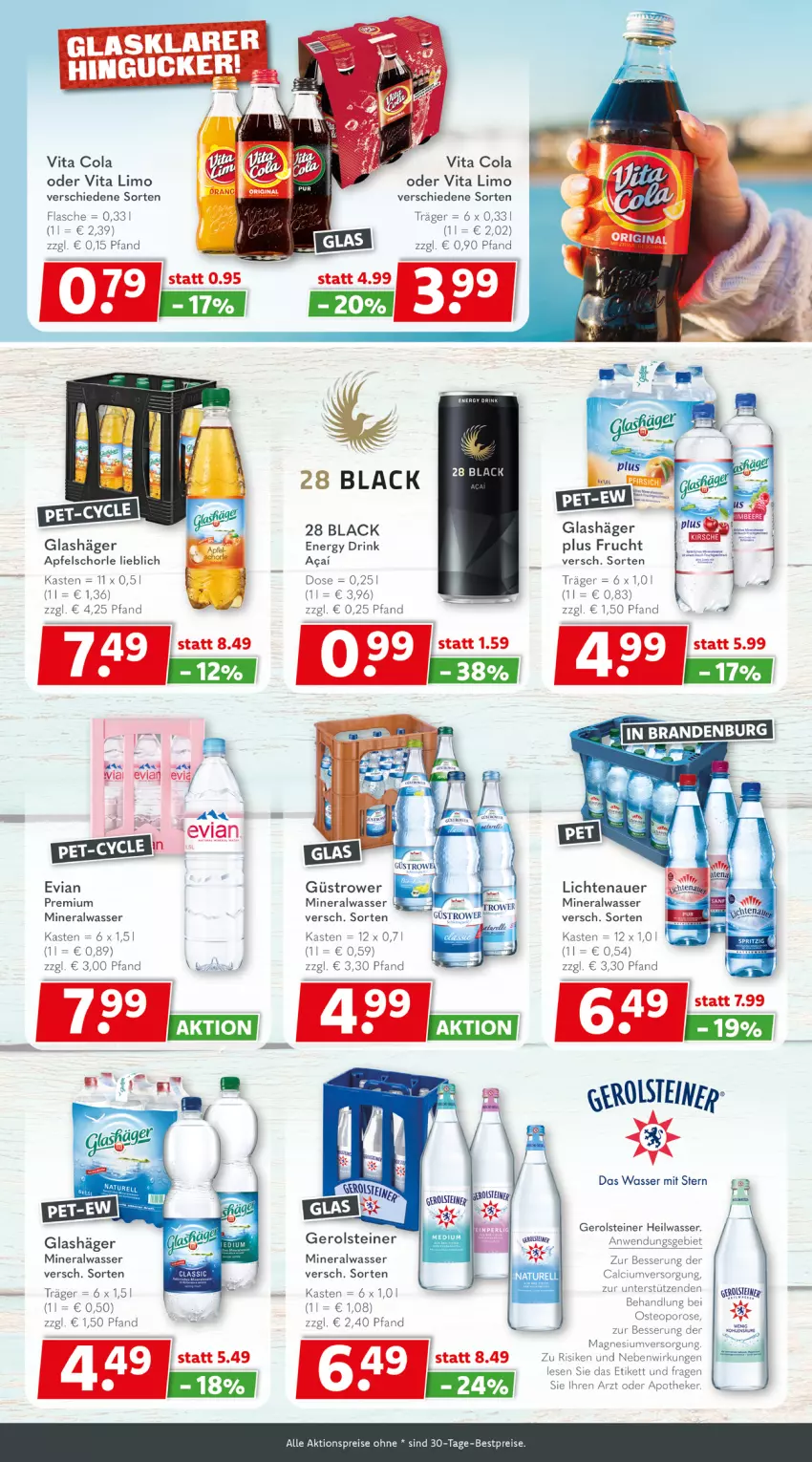 Aktueller Prospekt Getraenkeland - von 17.03 bis 29.03.2025 - strona 4 - produkty: aktionspreis, Alwa, apfel, Apfelschorle, Apotheke, auer, bestpreis, bestpreise, Calcium, cola, drink, eis, energy drink, flasche, frucht, gerolsteine, gerolsteiner, lack, lichtenauer, limo, magnesium, mineralwasser, reis, schorle, steiner, Ti, vita, Vita C, wasser