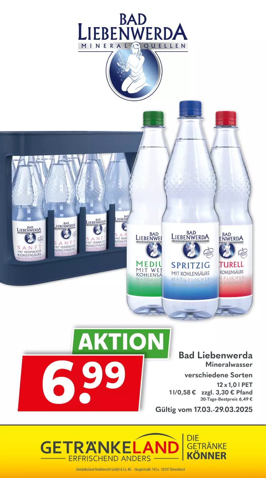 Aktueller Prospekt Getraenkeland - von 17.03 bis 29.03.2025 - strona 8 - produkty: Alwa, Bad, Bad Liebenwerda, bestpreis, cin, eis, Elan, getränk, getränke, mineralwasser, reis, rel, Ti, wasser