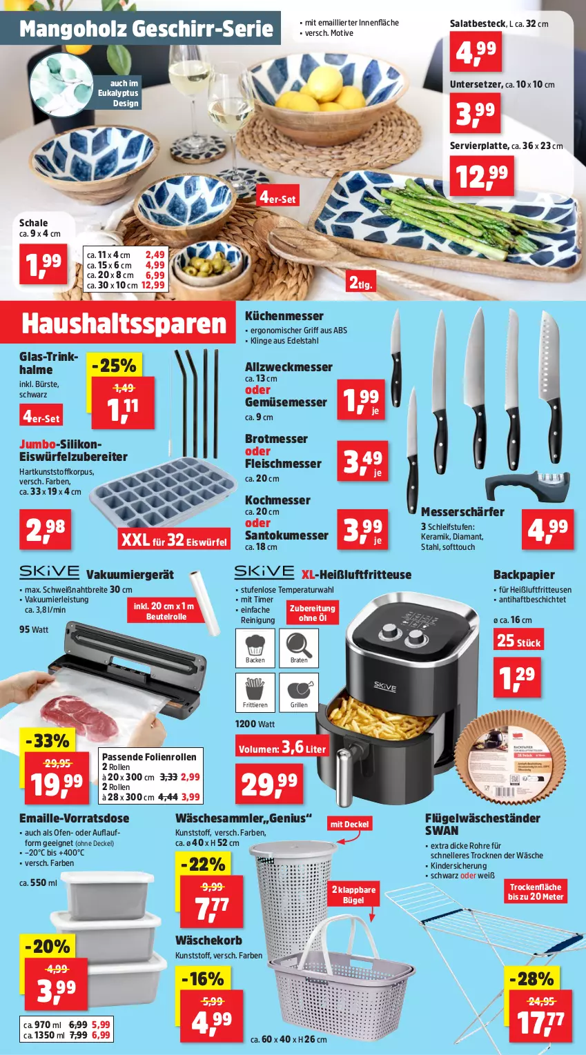 Aktueller Prospekt Thomas Philipps - von 22.07 bis 27.07.2024 - strona 5 - produkty: besteck, beutel, braten, Brei, brot, bügel, bürste, decke, Deckel, edelstahl, eis, eiswürfel, elle, fleisch, fritteuse, geschirr, grill, Heißluftfritteuse, Holz, jumbo, Kinder, korb, küche, Küchen, latte, LG, maille, mango, messer, Ofen, papier, Reinigung, salat, Schal, Schale, Ti, Tiere, timer, Trinkhalme, Untersetzer, wäschekorb, weck, würfel