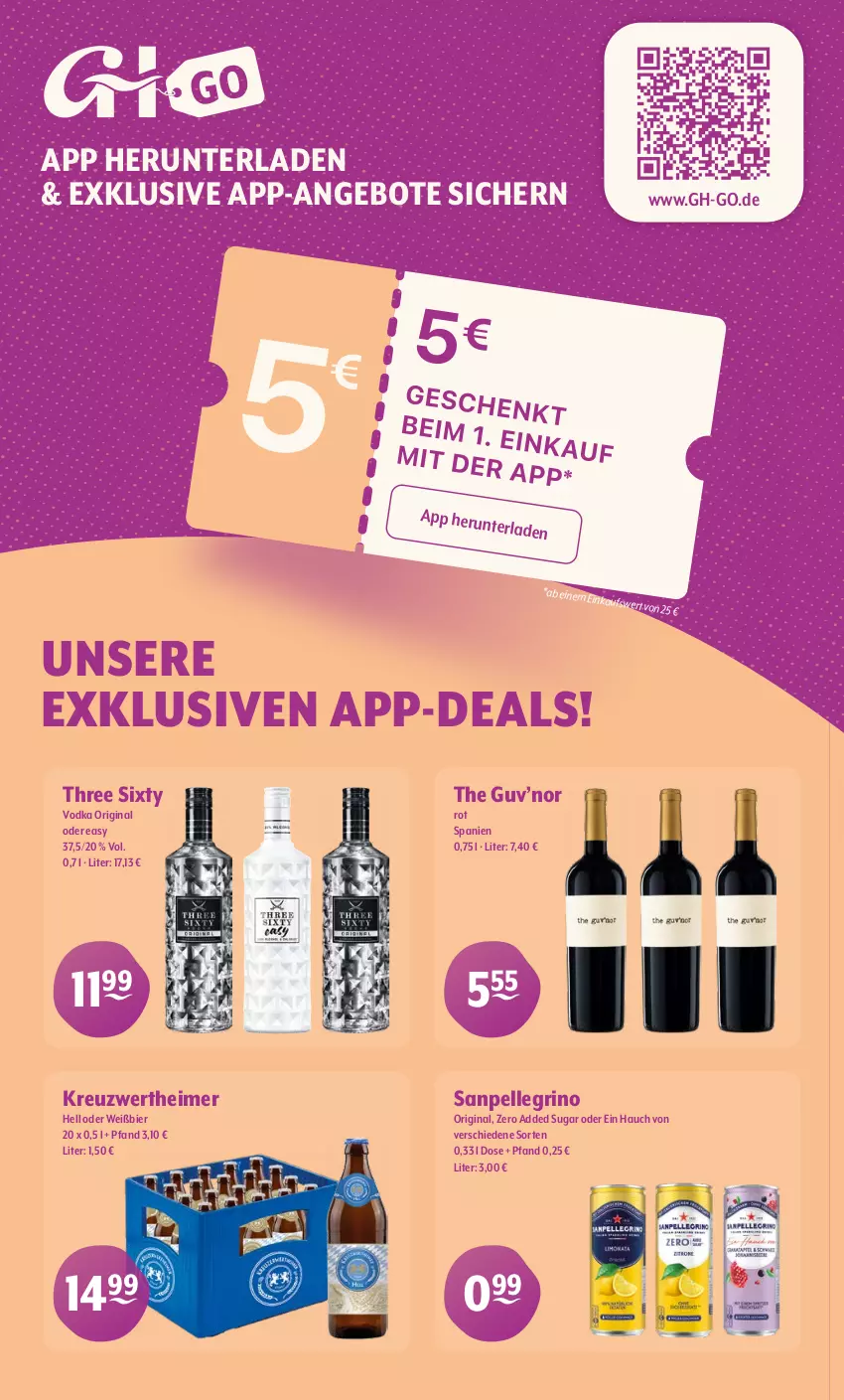 Aktueller Prospekt Getraenke Hoffmann - Prospekte - von 05.01 bis 10.01.2026 - strona 9 - produkty: angebot, angebote, bier, eimer, elle, gin, sanpellegrino, Three Sixty, vodka