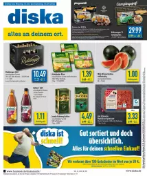 Gazetka promocyjna Diska - Prospekte - Gazetka - ważna od 06.08 do 06.08.2022 - strona 1 - produkty: angebot, angebote, Berger, bier, eis, elle, flasche, fleisch, grünländer, gutschein, gutscheine, hackfleisch, hackfleisch gemischt, Heu, jacobs, jacobs krönung, kaffee, Käse, melone, radeberger, reis, rind, saft, schwein, Ti, wasser, wassermelone, wein, ZTE