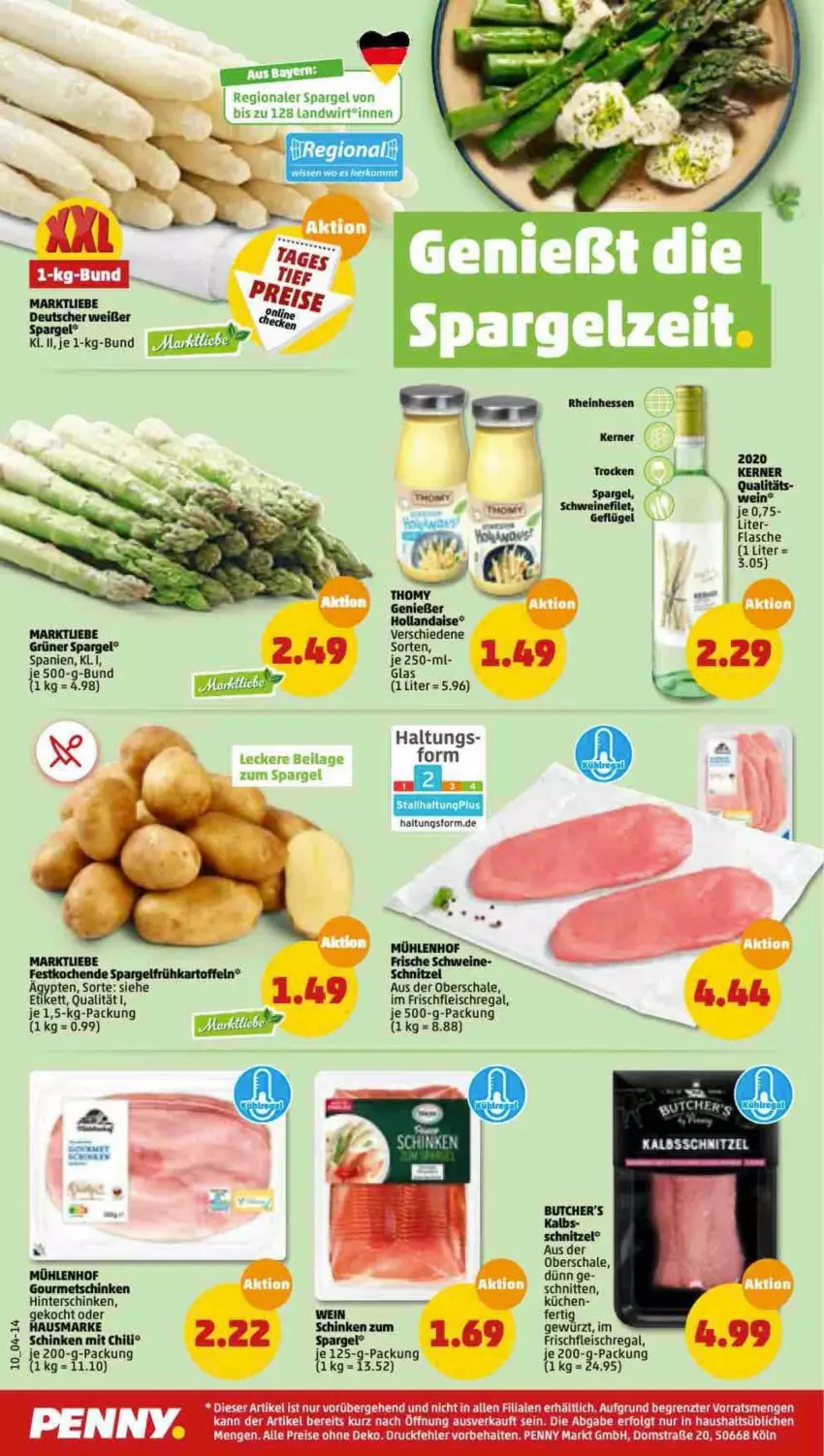 Aktueller Prospekt Penny - Prospekte - von 09.05 bis 14.05.2022 - strona 10 - produkty: eis, ente, flasche, fleisch, gewürz, grüner spargel, hinterschinken, hollandaise, ilag, küche, Küchen, LG, regal, reis, Schal, Schale, schinken, schnitten, schnitzel, schwein, schweine, spargel, thomy, Ti, wein, weine, ZTE