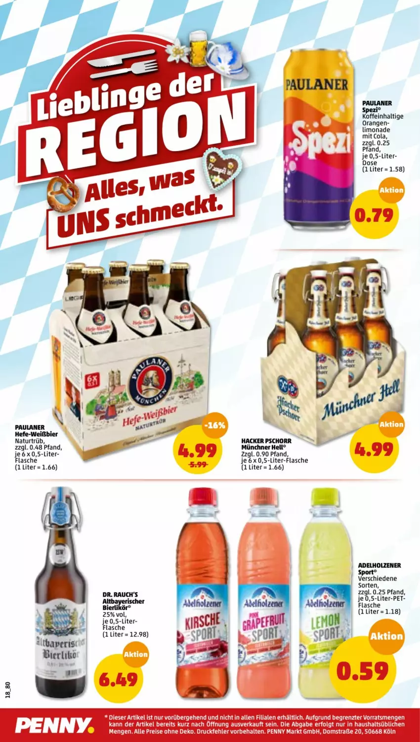 Aktueller Prospekt Penny - Prospekte - von 09.05 bis 14.05.2022 - strona 18 - produkty: adelholzener, bier, cola, eis, flasche, Hefe, Holz, likör, limo, limonade, natur, orange, orangen, Paula, paulaner, Rauch, reis, Sport, Ti, Yo