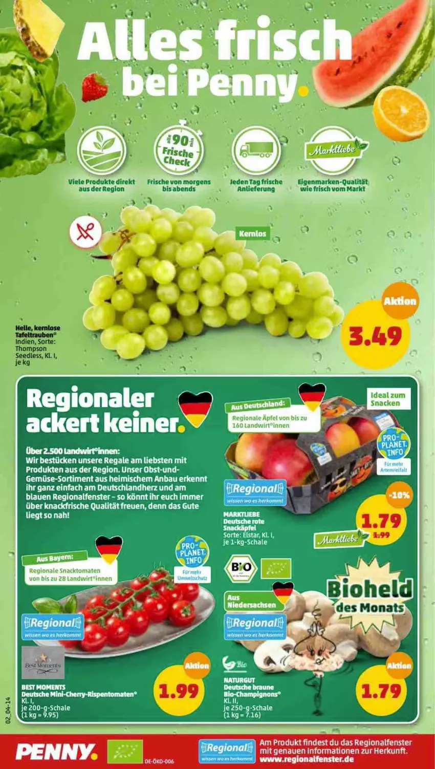 Aktueller Prospekt Penny - Prospekte - von 09.05 bis 14.05.2022 - strona 2 - produkty: Bau, fenster, obst, regal, Schal, Schale, snack, tafeltrauben, tee, Ti, trauben