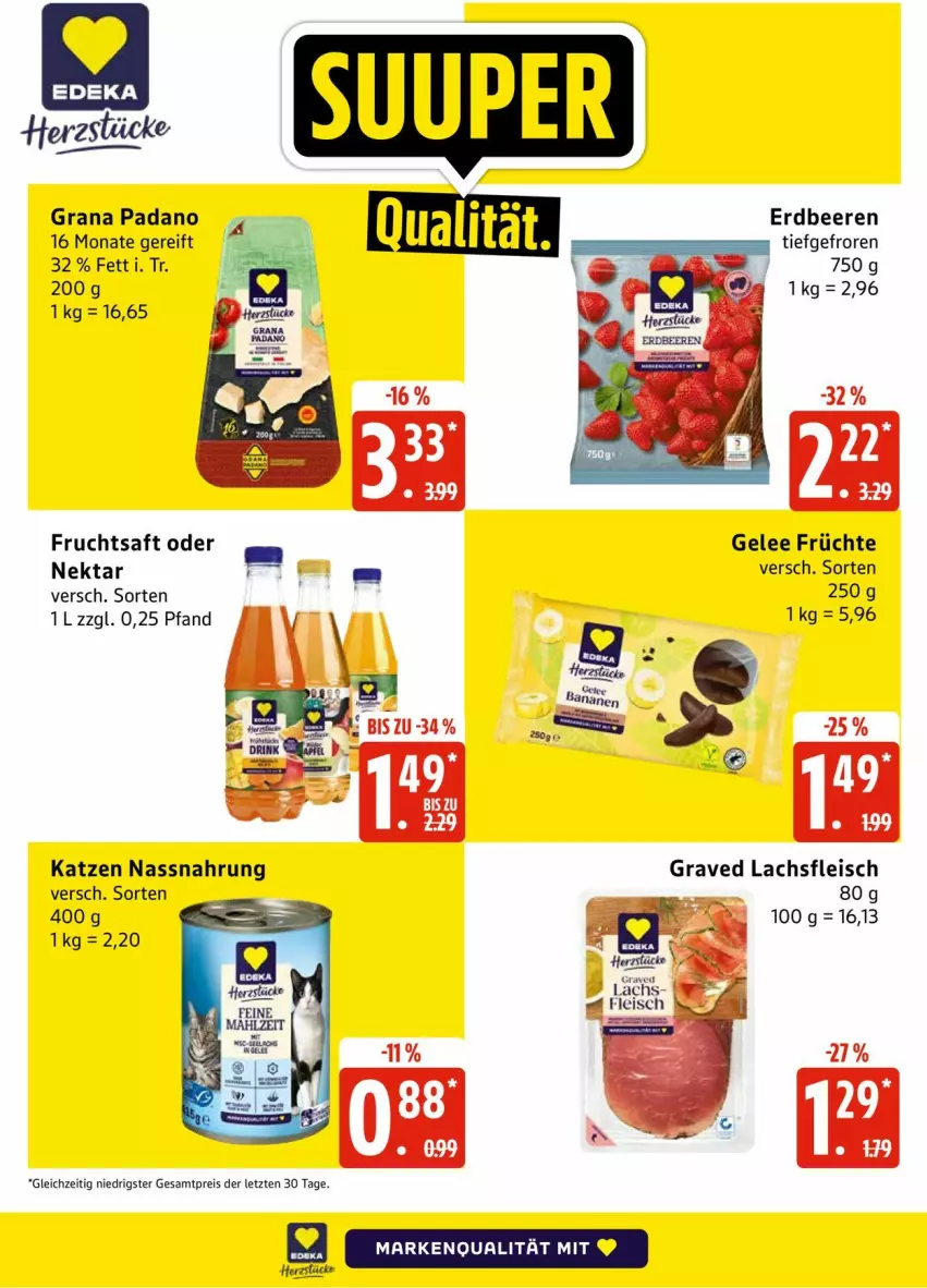 Aktueller Prospekt Edeka - Prospekte - von 12.10 bis 17.10.2026 - strona 4 - produkty: beere, beeren, eis, erdbeere, erdbeeren, fleisch, frucht, früchte, fruchtsaft, gelee, grana, grana padano, Graved Lachs, lachs, Nassnahrung, Nektar, padano, Rana, reis, saft, Ti, ZTE